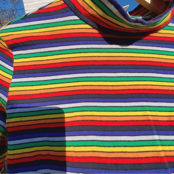 Monki Rainbow Striped Mock Neck top (BOGO!!) - Picture 4 of 5